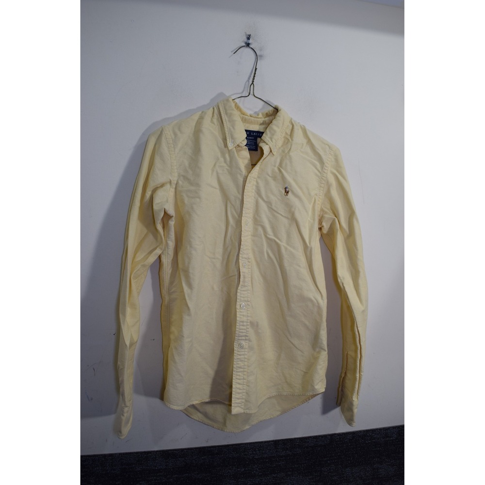 Ralph Lauren Slim Fit Oxford Dress Shirt Yellow Cotton Button Down WOMENS 4
